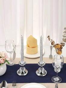 1pc Metal & Crystal Candlestick Holder, Suitable For Candle Light Dinner, Birthday Party, Friends Gathering, Home Decor, Tabletop Decoration,Christmas Decorations,Christmas Decor,Christmas Gifts,Room Decor