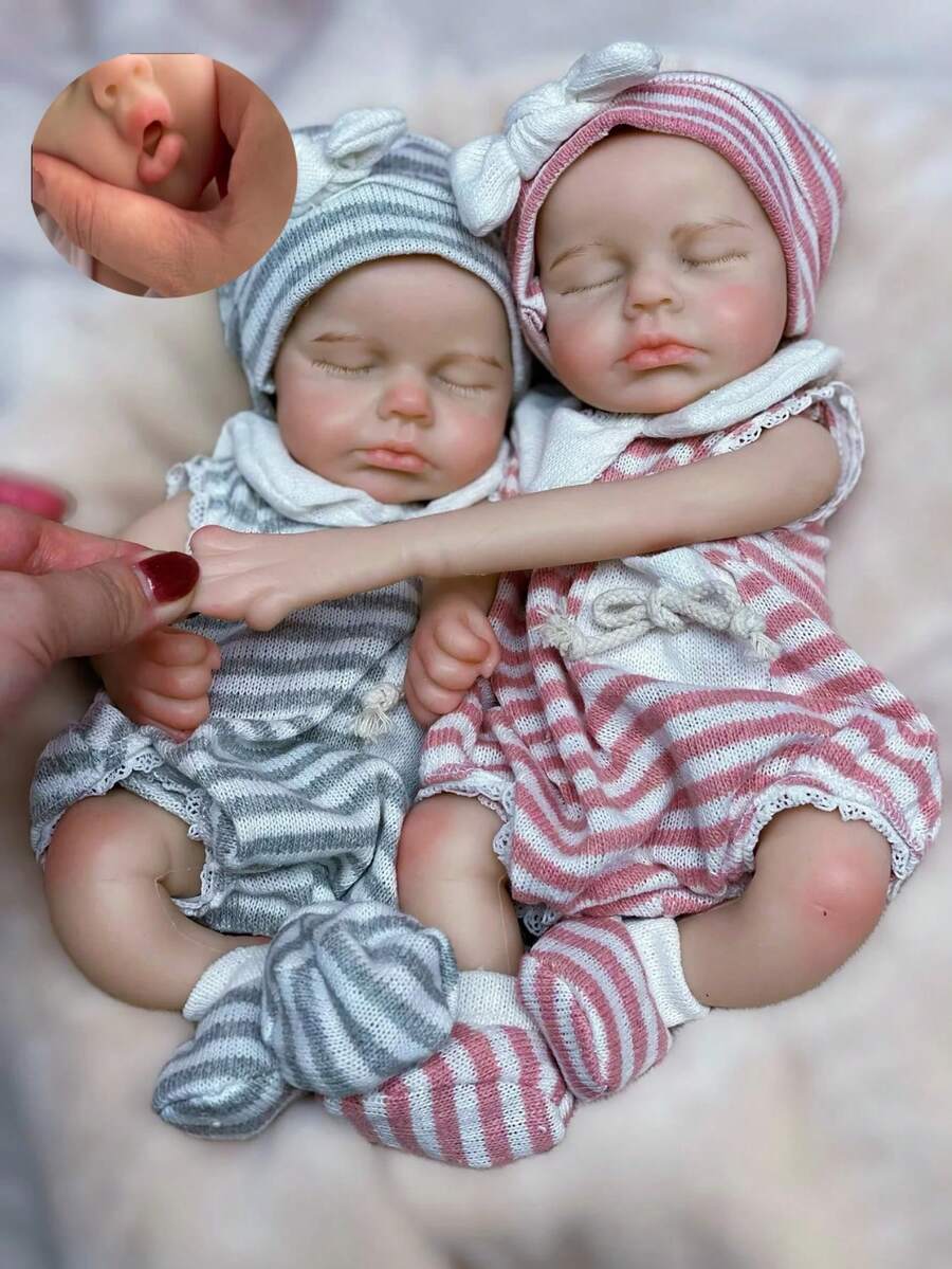 1 pezzo Bambola reborn LouLou in silicone morbido da 33cm/13 pollici con bocca apribile, corpo intero, vene visibili e tonalità della pelle, adatta come regalo di compleanno