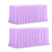 1 pieza Falda de mesa de poliéster, apta para mesas rectangulares, resistente a las arrugas y fácil de limpiar con volantes, ideal para mesas de pastel de cumpleaños, banquetes, bodas, despedidas de soltera y diversas celebraciones - Multicolor - Ver 31