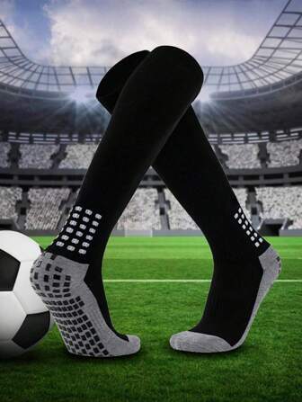 1 Par De Meias De Futebol Infantil: Tubo Alto, Respirável, Absorvente De Suor, Design Atlético Antiderrapante 6-14 Anos