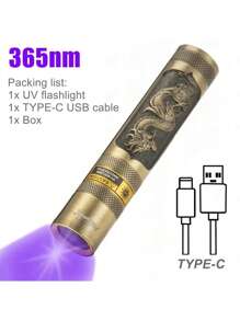 Alonefire Alonefire SV65 High Quality 365nm UV Blacklight Wood's Lamp LED Flashlight Built-In USB Rechargeable Battery Ultraviolet Invisible Ink Marker Resin Curing Torch Cat Dog Pets Stain Tinea Leakage Marker Ore Money Vitiligo Scorpion Fluorescence Detection Lamp, Camping Accessories