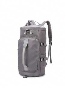 Spacious Solid Color Sports Backpack - Durable And Fashionable Travel Storage - Portable, Multifunctional And Unisex, Square Pattern Design, Suitable For Gym, Travel And Daily Use Bag For School School Accessories School Stuff