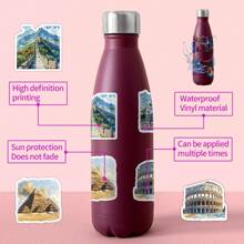 50 piezas Nuevas calcomanías de la serie de arquitectura en acuarela, calcomanías estéticas de vinilo para manualidades, diario, parachoques, monopatín, botella de agua, dibujos animados, casco de , automóvil y talla grande