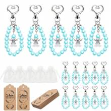 10/30pcs/Set Faux Pearl & Angel Shaped Heart Design Keychain, Greeting Card, Gift Box For Weddings, Baptism, Parties, Festivals, Family, Couples, Wife, Friends
