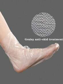 100/200 piezas Máscara de pie desechable de plástico, protector de pie hidratante y a prueba de grietas, suave, cómodo, hidratante y transparente, muy adecuado para el uso diario con crema corporal, imprescindible para el spa casero y los viajes (color de pegatina fija aleatorio)