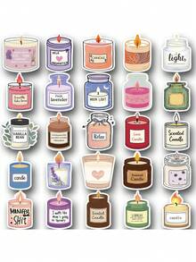 SCXXBSW 50pcs Candle Aromatherapy Cartoon Graffiti Stickers Decorative Handbooks Water Cups Notebook Luggage Waterproof Stickers - Multicolor - View 13