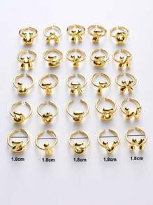1pc Fashionable Gold 26 Letter A-Z Copper Gold Plated Retro Coin Style Adjustable Ring, Suitable For Women Daily, Beach, Party, Holiday Wear, Gift For Couple And Friends