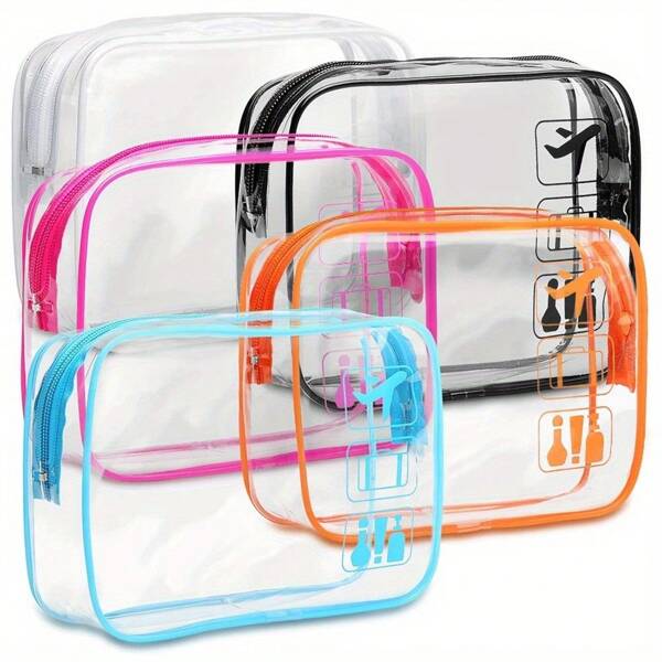 1 pièce Nouveau sac de maquillage transparent en PVC d'été, grande capacité, trousse de toilette étanche en TPU, sac de rangement de voyage, organisateur de cosmétiques avec fermeture éclair, rangement de toilette / essentiel pour les voyages