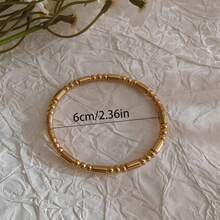 3 Pcs Gold Plated 18K Stainless Steel Bamboo Knot Bangle Bracelet For Women, Suitable For Daily, Party, Event And Gift - Gold - View 8