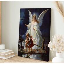 1pc Guardian Angel Painting On Canvas Painting Wall Arts House Room Decor Optional Frame