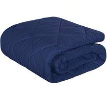 1PC Comforter, Lightweight And Warm Solid Color Quilte - Navy Blue - View 1