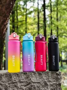 (Suitable For Boys & Girls, 6 Colors Available) Student Water Bottle, Suitable For Kindergarten, Hydration Reminder, With Measuring Cup. 1pc 800ml Water Bottle With Strap, Leakproof, Shockproof, Portable - Suitable For Travel, Outdoor Activities