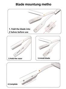 1 Set de Afeitado (1 Navaja + 20 Hojas) Navaja Plegable Premium - Navaja de Filo Recto de Calidad de Barbería para Cuidado Facial, Afeitado Manual, Recorte de Barba y Peluquería - Acero Inoxidable Duradero, Diseño Ergonómico, Portátil y Ahorra Espacio, Especificaciones: 10 Hojas, 20 Hojas, 30 Hojas, 1 Set de Afeitado (1 Navaja + 20 Hojas), 1 Set de Afeitado (1 Navaja + 10 Hojas), 1 Set de Afeitado (1 Navaja + 30 Hojas)