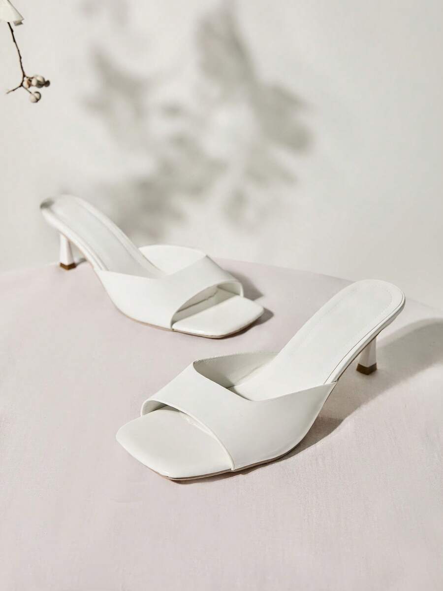 Clariva 女士新款时尚高跟凉鞋，舒适时尚尖头绑带拖鞋，优雅夏季连衣裙拖鞋，圣诞节冬季圣诞礼物 - 白色 - 查看 1