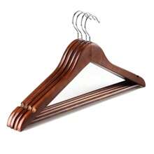 10pcs/5pcs/2pcs Natural Wood Color Vintage Thick Wooden Hangers, Suitable For Weddings, Garment Stores, Hotels, Bedrooms, Bathrooms, Wardrobes, Malls, For Tops, Dresses, Pants, Suits, , For Kids & Decor, All Seasons