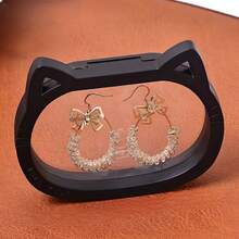 首饰悬挂盒,创意猫形设计,小号首饰收纳盒,珠宝展示盒,可存放耳环耳钉胸针项链手链等饰品,宿舍收纳必备 - 彩色 - 查看 7