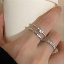 3 قطع/مجموعة خواتم بسيطة قابلة للتعديل مزخرفة بزركونيا مكعبة، هدية للنساء لأعياد الزفاف والذكرى والحفلات وعيد الحب وعيد الميلاد وعيد الشكر