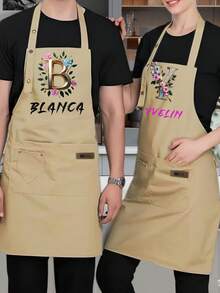 1 件定制花卉图案围裙，透气农舍风格可爱成人工作服，适用于厨房、夏季、厨房、浴室、家庭、供应商、母亲节礼物、父亲节礼物、职业礼物、情人节礼物