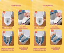 Guojanfon Bathroom Soft Thicker Warmer Stretchable Washable Cloth Toilet Seat Cover Pads 3PCS
