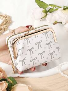 Pink Bow Love Pattern Bag,Women Wallets Short Pu Leather Purses Zipper & Hasp Purse Multifunctional Large Capacity Money Bag For Women Coin Card Holders Lightweight,Fashion Modern,Business ZipperCredit Card Business Casual Teachers' Day,Teacher Gifts,For Anniversary,For Birthday Gift,For Lady,For Female,White-Collar Workers - Pink - View 13