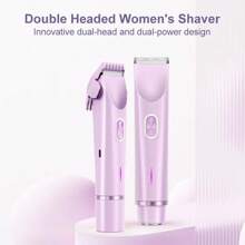Elektrischer Rasierer für Frauen, 2-in-1 Elektrorasierapparat für Beine, Arme, Gesicht und Schambereich für Frauen, kabellose Bikini-Trimmer zur Haarentfernung mit abnehmbarem Kopf, schmerzlos, nass & trocken, tragbarer batteriebetriebener Elektrorasierer Epilator & Augenbrauentrimmer für Frauen - Miniatur Gesichtshaarentfernungsgerät für Gesicht und Körper, tragbarer elektrischer Epilator Augenbrauenformungsgerät, Mini-Gesichtshaarentferner, Damenrasierer Batterie: 400 mAh