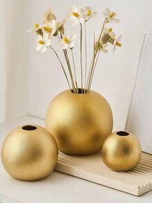 1个波西米亚风格现代花瓶，金色装饰花瓶，圆形花瓶，适用于家居装饰、餐桌摆饰、婚礼、餐厅、办公室、客厅、圣诞装饰 - 彩色 - 查看 4