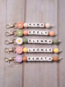 1 Stück personalisierter Gänseblümchen Silikon Schlüsselanhänger mit Perlen-Charm, leicht, süß, kawaii Schlüsselring für Umhängetasche/Reisetasche/Schultertasche, dekorative Kette, ideales personalisiertes Geschenk für Familie/Frauen/Freundin/Freunde, multifunktional, dekorativ, wiederverwendbar, exquisit, stilvolle, hochwertige, farbige, moderne, personalisierte, ideale Geschenke für sie, Teeraum, zum Valentinstag, zum Muttertag, zum Geburtstag, zum Vatertag, zur Graduierung, zur Hochzeit, zum Einzug, warme Atmosphäre, Herbst Zuhause Auffrischung, Harmonie Zuhause, Bürodekoration, elegantes Wohnen, ewige Liebe, Wohnzimmer Dekoration - Verschiedenfarbig - Übersicht 4