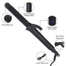 Professional Ceramic Ionic Hair Curler 1 Inch Curling Iron For Long-Lasting Curls & Waves, Dual Voltage (110V-240V), Travel-Friendly