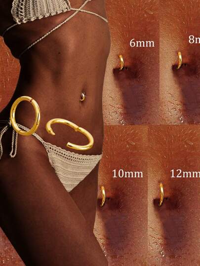 1PC S925 Sterling Silver Minimally Designed Geometric Circle Seamless Navel Buckle Navel-Ring For Women ,6mm,8mm,10mm,12mm Multiple Size Options Available Suitable For Daily Wear,Give Girlfriend And Best Friend Gifts Jewelry Gifts