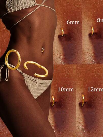 1pc S925 Sterling Silver Minimalist Seamless Circular Navel Ring, For Women, Available In 6mm, 8mm, 10mm, 12mm, Suitable For Daily Wear, Can Be Given As Jewelry Gift To Girlfriend Or Best Friend