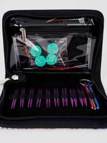 Set de agujas circulares intercambiables para tejer 9 pares de 3mm-6mm/0.12in-0.24in, agujas circulares de aluminio para tejer a mano DIY, color púrpura, agujas para tejer mangas de suéter