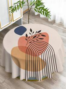 1 pièce Nappe de style bohème avec imprimé géométrique, nappe rectangulaire/ronde moderne en polyester imperméable, avec impression numérique, convient pour le salon, la maison, la table de repas extérieure, la petite table ronde