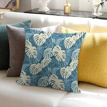 Funda de almohada de peluche estampado de hojas tropicales, 60 tamaño, funda de almohada, funda de cojín decorativo para sofá y hogar - mezcla - Ver 7