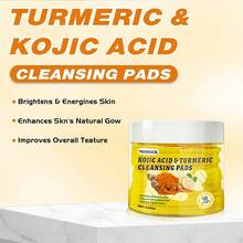 50pcs Gentle Cleansing Of Pores Turmeric & Kojic Acid Cleansing Pads Brighten Skin Tone, Balance Water And Oil Cleansing Pad Suitable For All Skin Types - Yellow - View 1