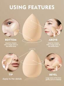 5pcs Makeup Sponges, Powder Blend Cosmetic Blender Sponge, Latex-Free For Liquid, Cream & Powder Foundation, Multi-Color, Suitable For All Skin Types