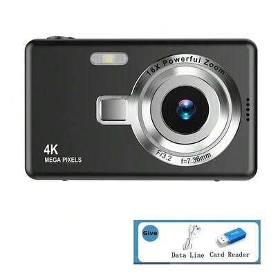 2.4英寸小型数码相机：5000万像素，16倍数码变焦，便携式数码相机，绝佳圣诞礼物