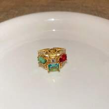 1pc Shiny Geometric Crystal 3D Open Ring - Multicolor - View 2