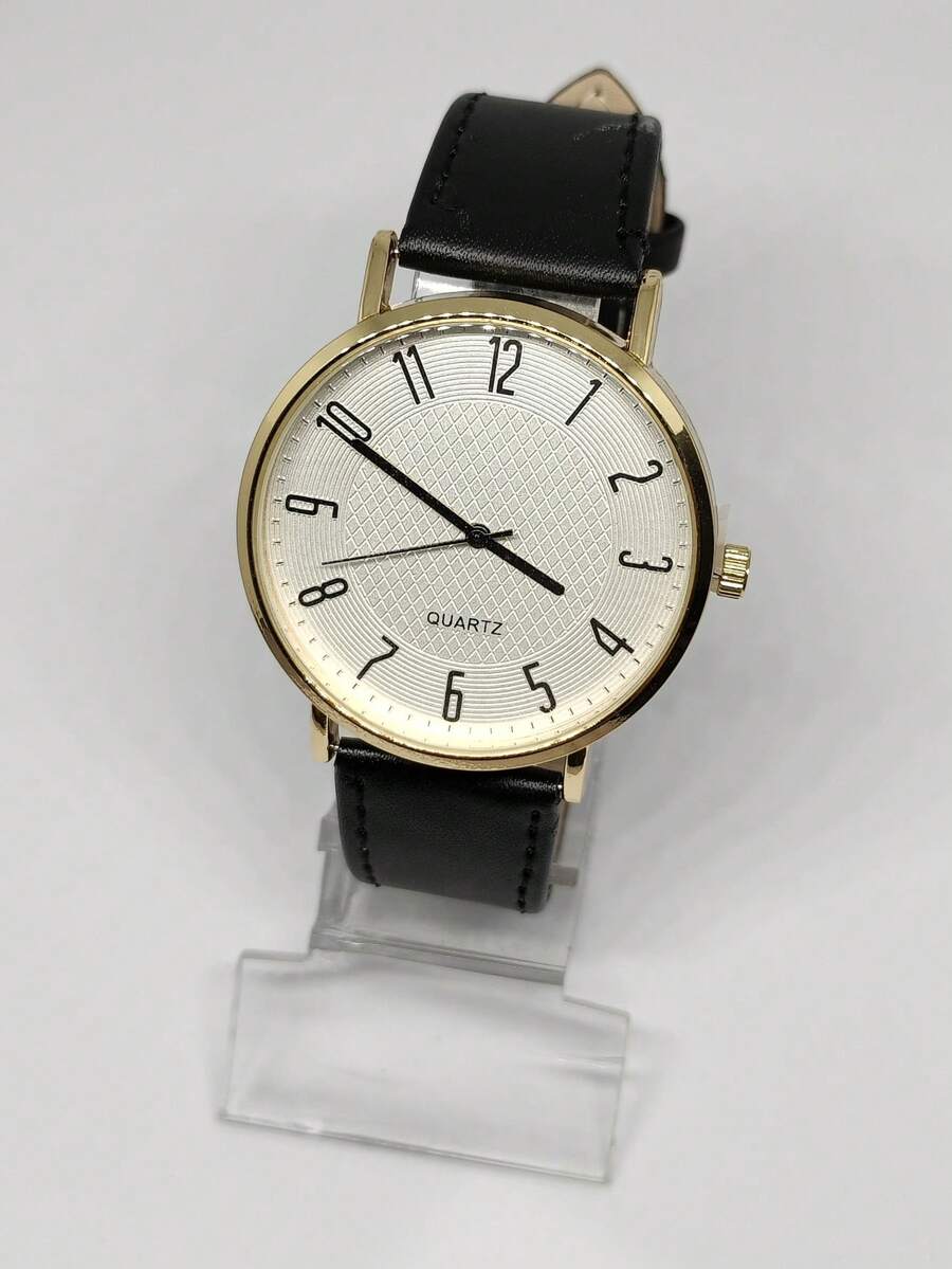 New Simple And Large Men's Watch, Versatile Watch With High-Value Retro, Leather Strap - 金色 - 查看 1