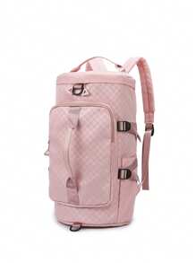 Spacious Solid Color Sports Backpack - Durable And Fashionable Travel Storage - Portable, Multifunctional And Unisex, Square Pattern Design, Suitable For Gym, Travel And Daily Use Bag For School School Accessories School Stuff