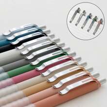 Ballpoint Pens Black Medium Point 1mm Pen With Super Soft Grip Ball Point Pen For Men Women Retractable Pens (Silver-12 Pcs)