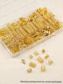 Set 220 buc inele și cătușe metalice pentru împletituri de păr - Mărgele Dreadlock scobite în stil hip-hop punk pentru femei și fete, accesorii de bijuterii pentru împletituri DIY, agrafe de păr în culori solide pentru coc și împletituri elegante