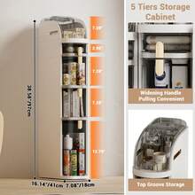 Gabinete de almacenamiento estrecho de plástico con cajones, cajonera con 4 ruedas, cómoda de cajones, organizador de baño estrecho y a prueba de agua para cocina, dormitorio, lavandería - Blanco - Ver 2