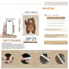 Cute Bear 1 Or 3 Nursery Wall Art Set: 3 PiecesForest Theme Nursery Decor With Hand Painted Brown Bears And Blush - Unisex Scandinavian Nursery Prints - Multicolor - View 16