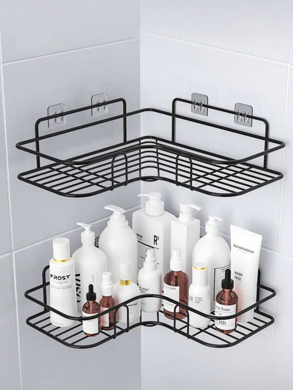 1/2 stuks hoekdouche-opbergrek, geen boren nodig, wandgemonteerd badkamer-shampoo-rek, ruimtebesparende badkamer-opbergorganizer voor het begin van het schooljaar