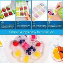 4 Piece Silicone Ice Cube Trays With Lid, Ice Cube Mould, LFGB Certified – , Square Ice Cube Trays Easy To Remove (1 Green+1 Blue+1 Pink+1 Yellow)