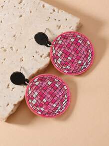 1 Pair Colorful Acrylic Radio Smiling Face Earrings, Fashionable For Music Festival And Everyday Wear