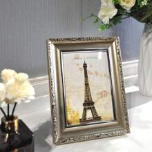 1pc Retro Style Picture Frames For Wall And Table,White Golden Silvery Dark Gray Rose Color,Suitable For 3.5x5in/4x6in/5x7in/6x8in/8x10in/A4 Photo Paper Exquisite Room Decor And Beautiful Wall Decor,Suitable For Various Indoor Scenes Such As Bedrooms, Offices, Restaurants, Corridors, Etc.,As A Gift For Mother's Day, Father's Day, Halloween, Christmas, New Year. Without Cardboard And Photo Paper