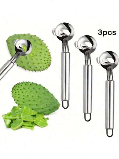 1/2/3/4pcs Cactus Tool Set - Stainless Steel Peeler, Melon Baller & Seed Remover For Kitchen, Outdoor & Camping