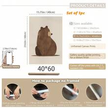 Cute Bear 1 Or 3 Nursery Wall Art Set: 3 PiecesForest Theme Nursery Decor With Hand Painted Brown Bears And Blush - Unisex Scandinavian Nursery Prints - Multicolor - View 14