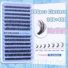 560 grupos de extensiones de pestañas postizas individuales rizadas tipo D, esponjosas y densas de 30D+40D/60D+80D, rizo D, estilo desflecado de 9-18mm, 560 piezas de pestañas postizas para DIY - D - Ver 3